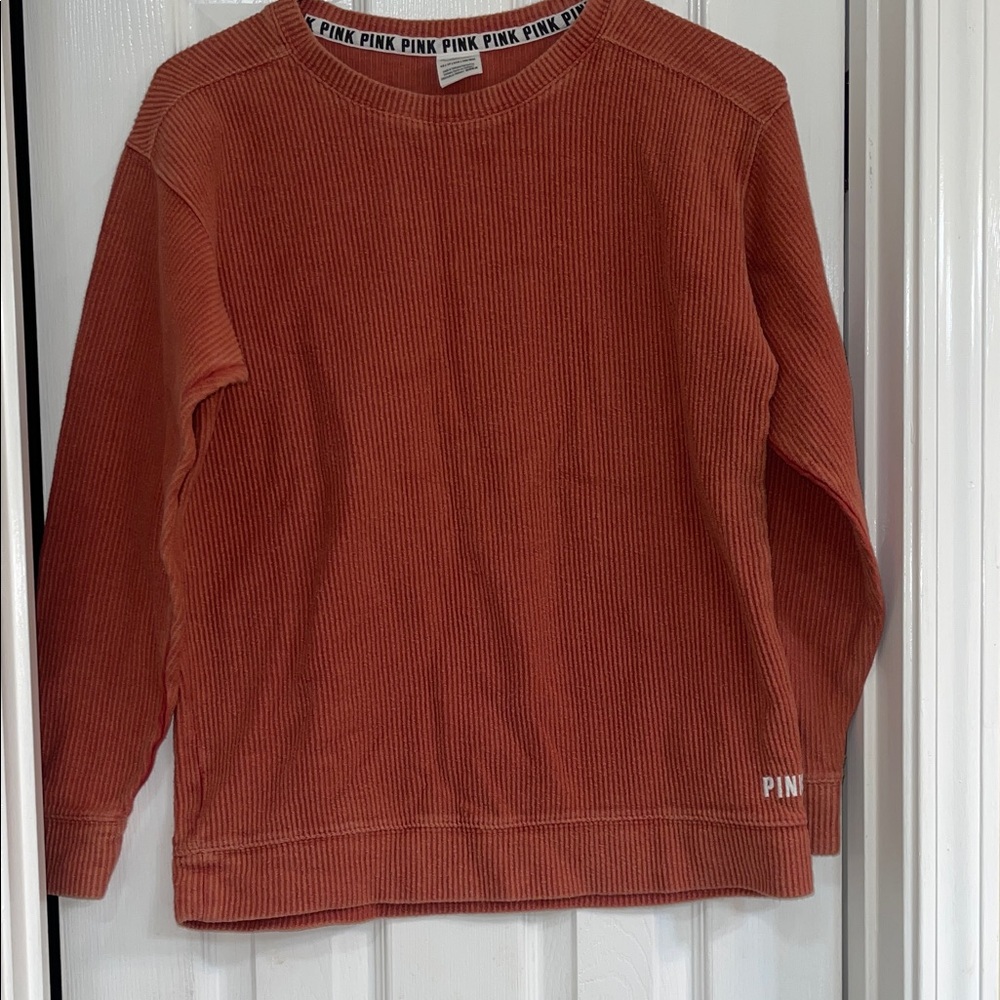 PINK Victoria's Secret Men's Ribbed Crewneck Sweater in Burnt Orange